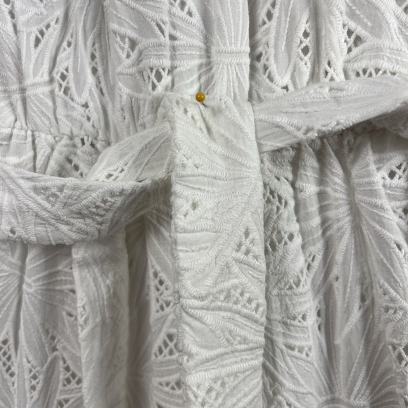 Michael Kors Dress Womens 10 Halter Eyelet White Tiered Belted Beach Coastal - Picture 3 of 16